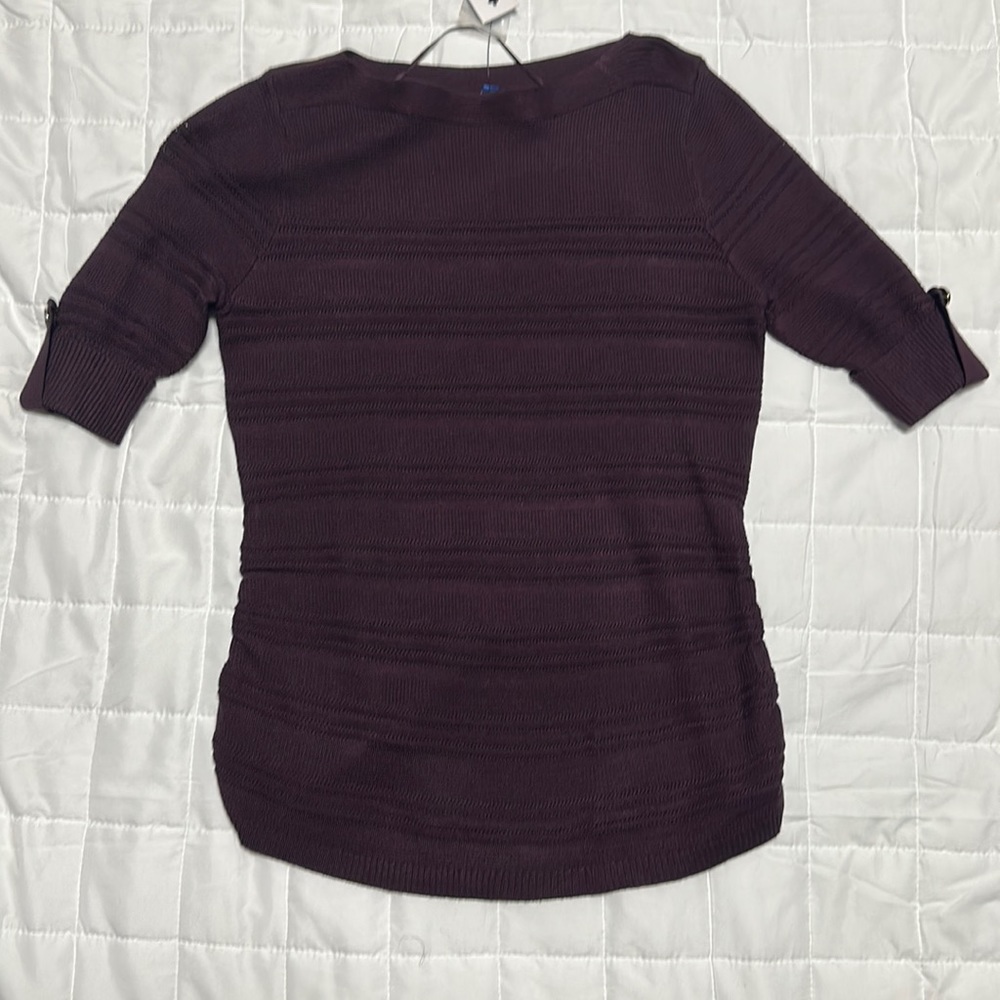 Apt. 9 Dark Purple Knitted Rayon Sweater Top Women’s S Silver Buttons